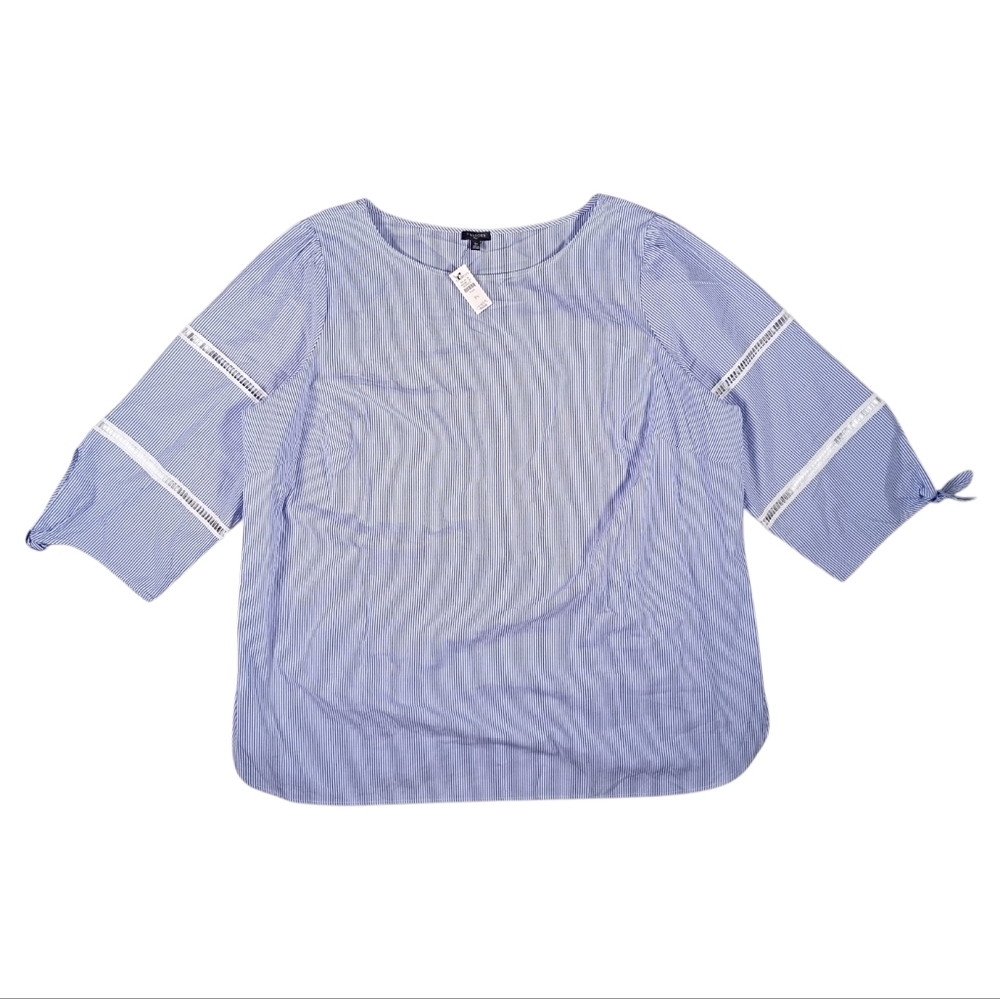New Talbots Blue + White Stripe Top